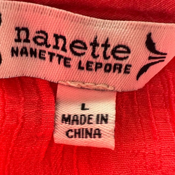 Nanette Lepore Watermelon Ruffle V Neck Blouse Size L - Picture 10 of 12